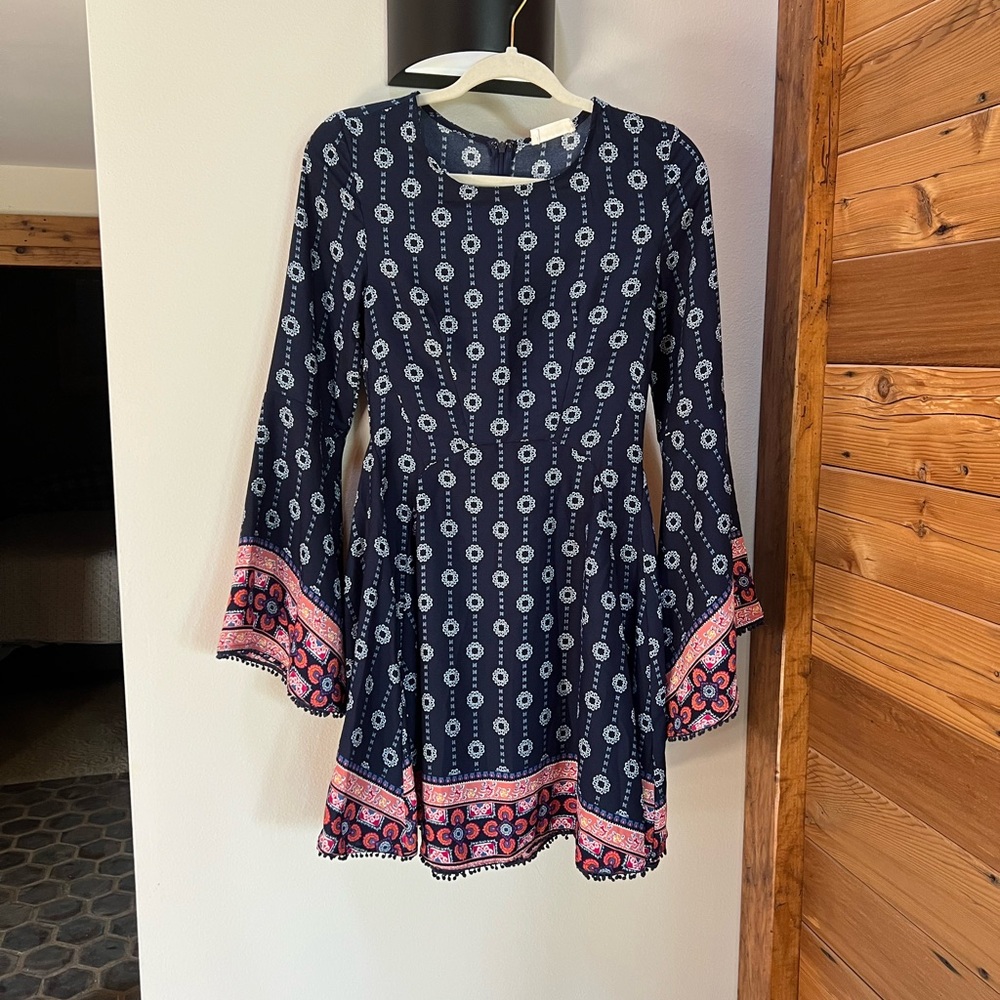 Altar'd State Navy Dress with White Pattern